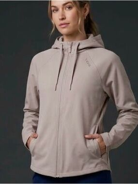 VESSI Women XS Coastal Full Zip Waterproof Jacket Softshell Fleece Lined Taupe